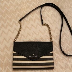 Kate Spade Black and Cream Striped Crossbody Bag